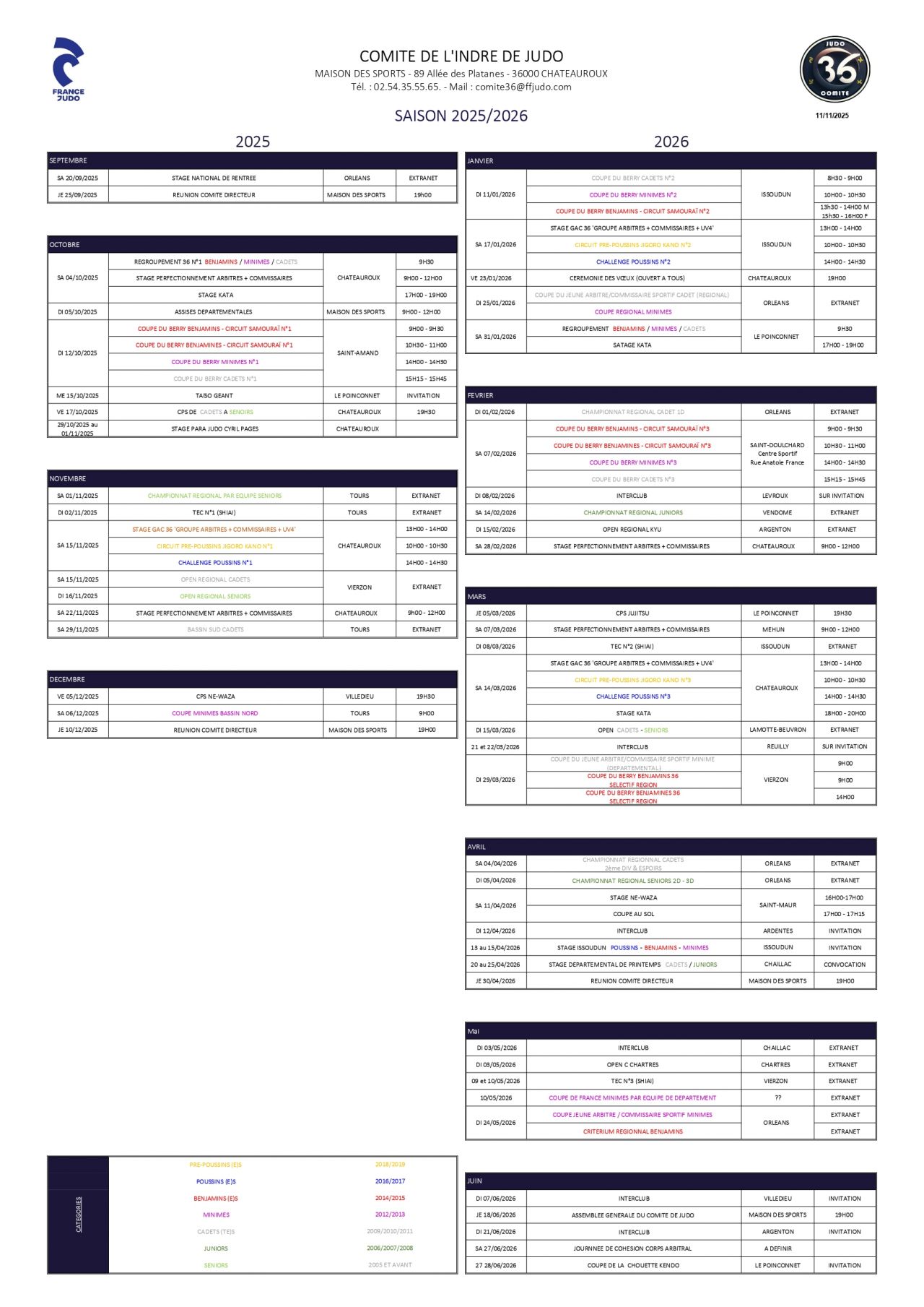 Image de la page 'CALENDRIER DU COMITE SAISON 2025-2026'